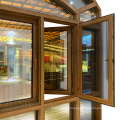 South Africa wood grain transfer security huge  hollow tempered reflective glass casement aluminium window for patio